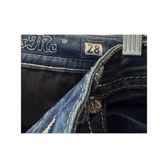 Miss Me Blue Denim Jeans Size 28 Capri Pants Cotton Blend Bling Pockets - Picture 6 of 8